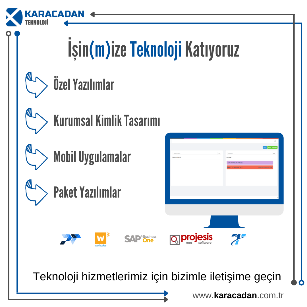 Karacadan Danışmanlık Bilişim Mühendislik Sanayi ve Dış Ticaret Limited Şirketi İşin(M)Ize Teknoloji Katıyoruz 